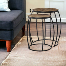 Load image into Gallery viewer, Solid Wood Round End Table (Set of 2) - Black And Brown
