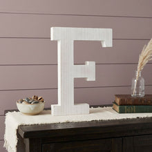 Load image into Gallery viewer, Wash Wooden Initial Letter F Sculpture - White
