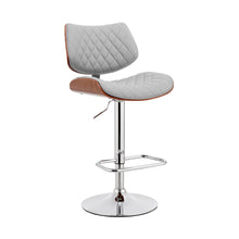 Load image into Gallery viewer, 45" Faux Leather Swivel Low Back Adjustable Height Bar Chair - Gray / Silver

