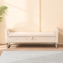 Load image into Gallery viewer, Wide Storage Soft Ottoman Bench With Armrests
