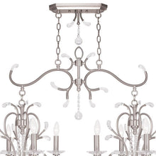 Load image into Gallery viewer, 29" Eight Light Metal Dimmable Chandelier With Shades - Nickel / Clear
