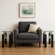 Load image into Gallery viewer, Glass And Metal Square End Tables With Shelf (Set of 2) - Clear / Black
