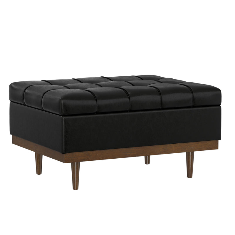34" Upholstery Storage Ottoman - Walnut / Black