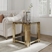 Load image into Gallery viewer, Square End Table With Tempered Glass Top For Living Room
