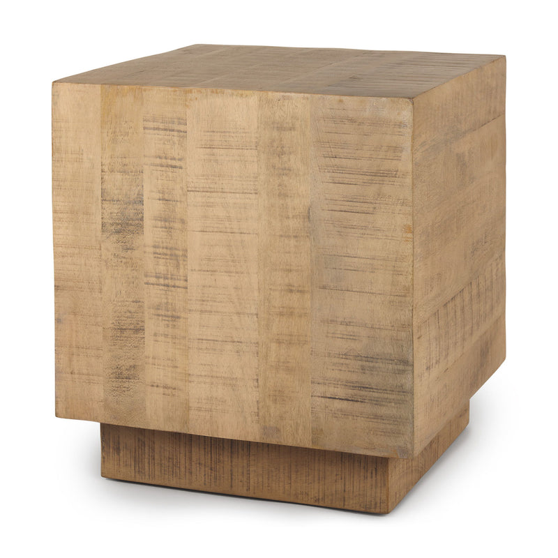 Square Block End Table - Light Brown