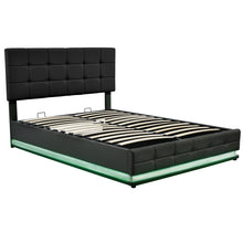 Load image into Gallery viewer, Tufted Upholstered Platform Bed with Hydraulic Storage System,Queen Size PU Storage Bed with LED Lights and USB charger, Black
