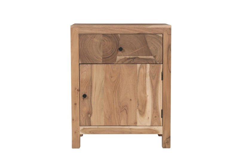 Solid Wood Square One Drawer Nightstand - Natural
