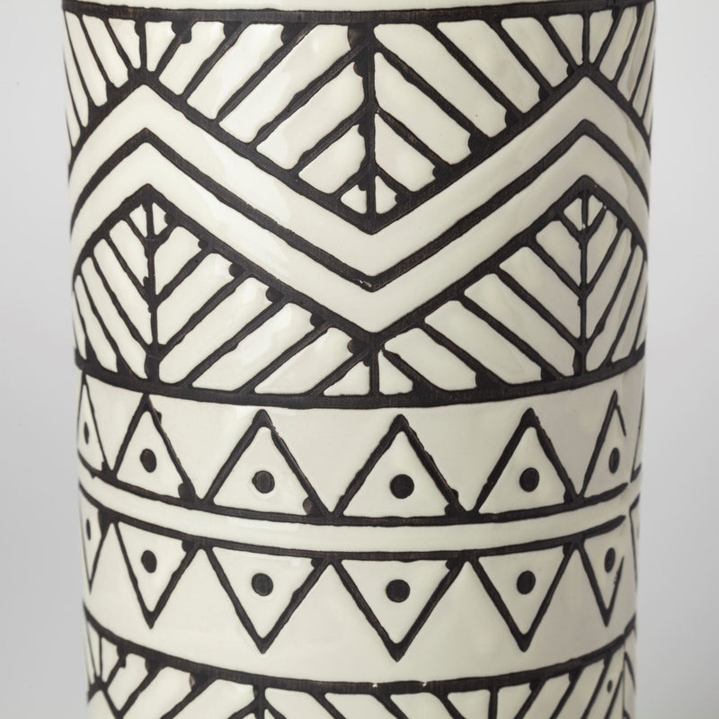 Geometric Cylinder Table Vase - Cream