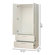 Load image into Gallery viewer, Emma - 2 Door Closet With 2 Drawers And Hanging Bars - White
