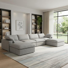 Load image into Gallery viewer, 160" 2 Piece Living Room Set Blend Modular Sofa With Ottoman Storage - Light Gray
