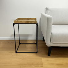 Load image into Gallery viewer, 29" Solid Wood And Iron Square Frame End Table - Natural And Black
