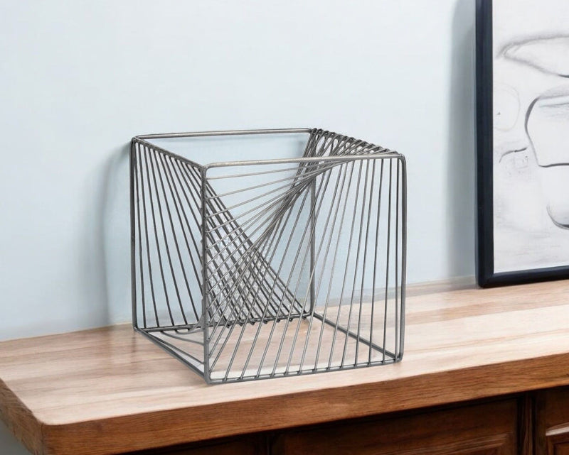 Cube Tabletop Sculpture - Silver