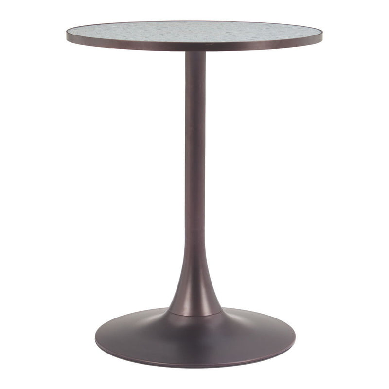 24" Wood And Steel Pedestal Base Round Top Dining Table - Bronze / Gray