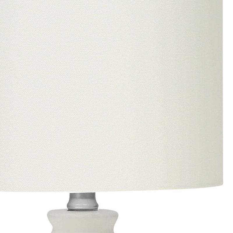 Ceramic Round Table Lamp With Drum Shade - Cream