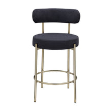Load image into Gallery viewer, Modern Sherpa Counter Height Stools, Uphsoltered Seat Height Barstools With Brushed Brass Metal Legs Round Low Back Kitchen Stools With Footrest For Dining Room (Set of 2)
