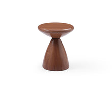 Load image into Gallery viewer, Steel Cinched High Waist Round Pedestal End Table - Walnut / Steel
