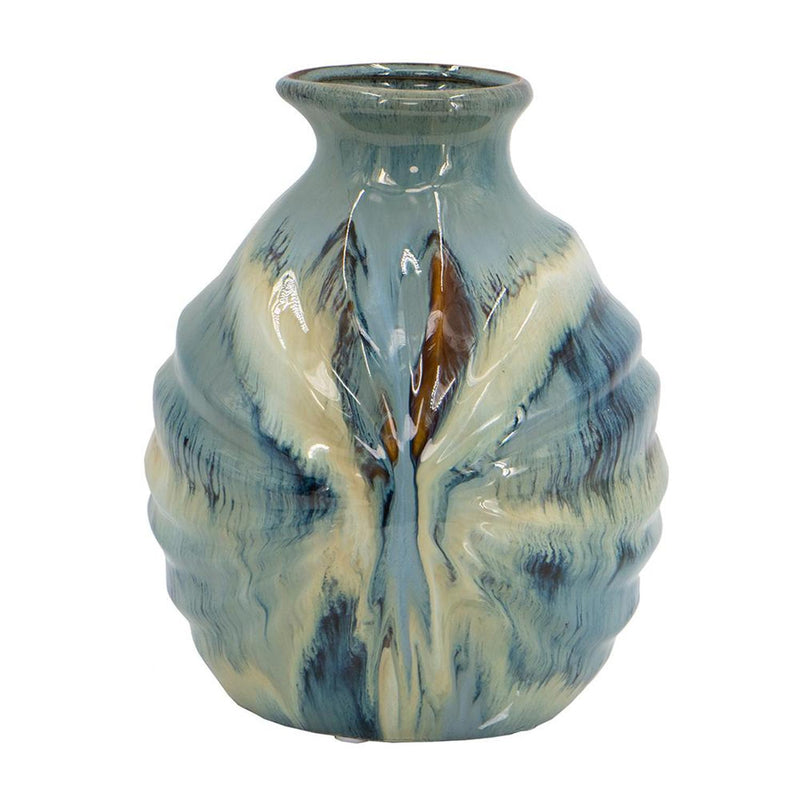 Abstract Round Table Vase - Blue / Blue / Brown