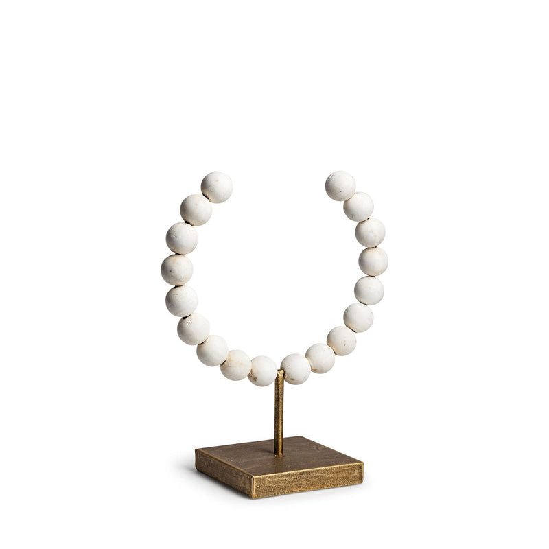 Abstract Beaded Tabletop Sculpture (392493) - White / Gold