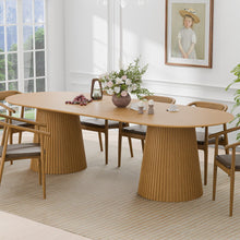 Load image into Gallery viewer, 86'' Wood Double Pedestal Base Oval Dining Table - Natural
