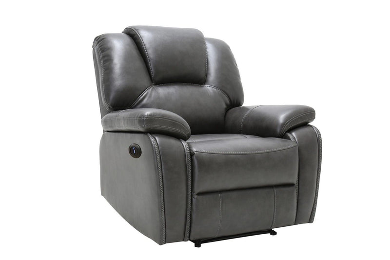 Leather Match Manual Gliding Recliner (329709) - Gray