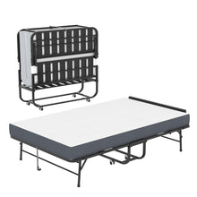 Load image into Gallery viewer, Twin Extra Long Folding Bed With Adjustable Headboard, Cot With Memory Foam Mattress - Black
