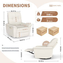 Load image into Gallery viewer, 270° Power Swivel Rocker Recliner Chair With Phone Holder, Electric Glider Reclining Sofa With USB Ports For Living Room Bedroom - Beige
