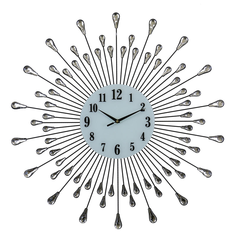 Silent Analog Round Wall Clock - Silver / White