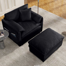 Load image into Gallery viewer, Oversized Chair With Movable Ottoman, Soft Upholstered Lounge Chair

