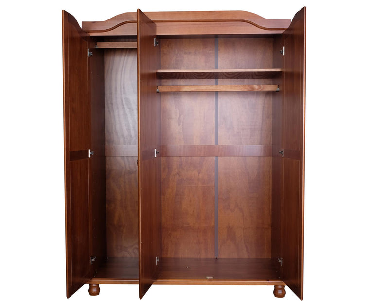 Solid Wood Three Door Combo Dresser - Coffee