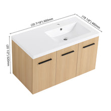Load image into Gallery viewer, Wall Mounted Floating Bathroom Vanity With Sink, 3 Door Modular Cabinet
