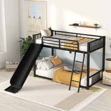 Load image into Gallery viewer, Metal Bunk Bed with Slide, Twin over Twin, Black
