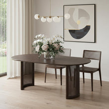 Load image into Gallery viewer, 78" Solid Wood Double Pedestal Base Oval Dining Room Table - Brown

