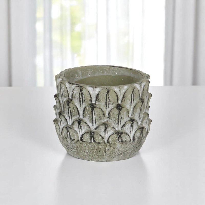 Leaf Round Pot Planter - Black / Gray