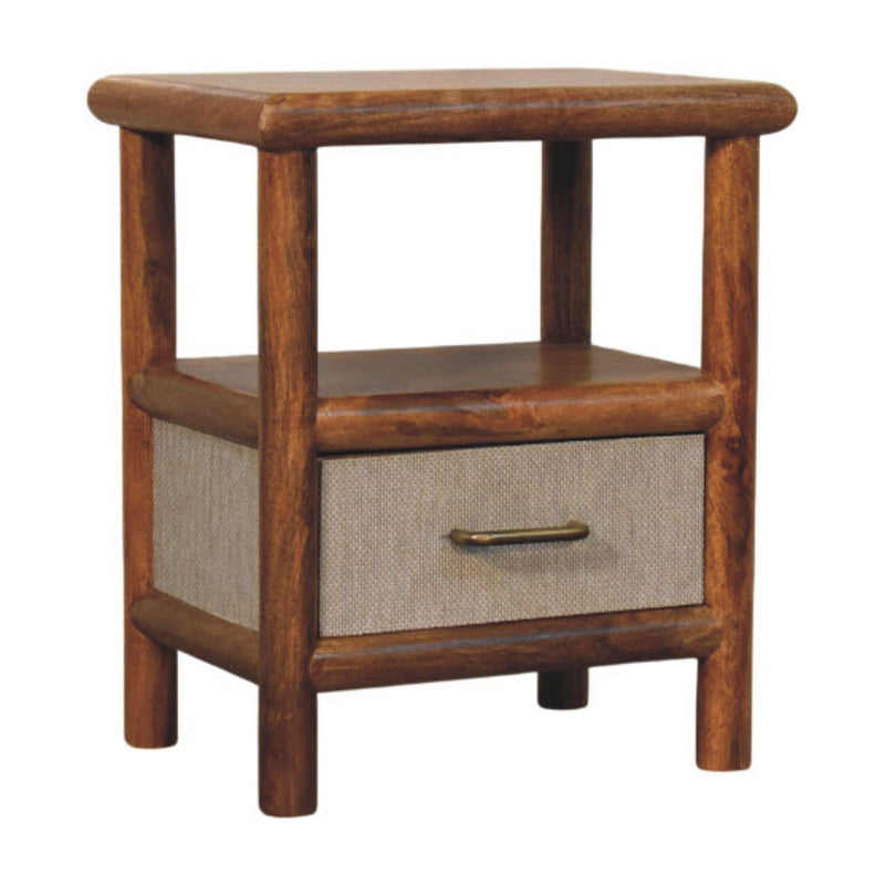 Solid Wood And Wicker One Drawer Nightstand - Brown