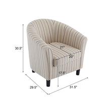 Load image into Gallery viewer, Modern Barrel Fabric Striped Barrel Chair With Channel Stitching - Beige / Blue Stripe
