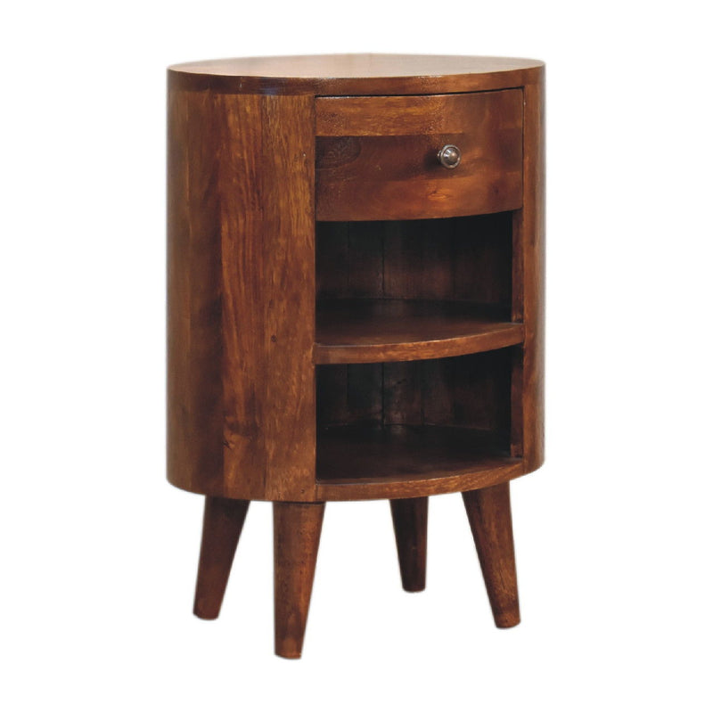22" Solid Wood Oval One Drawer Nightstand - Chestnut
