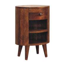 Load image into Gallery viewer, 22" Solid Wood Oval One Drawer Nightstand - Chestnut
