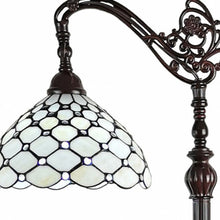 Load image into Gallery viewer, Traditional Shaped Floor Lamp With White Stained Glass Bowl Shade - Brown

