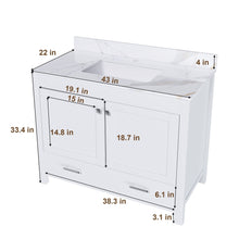 Load image into Gallery viewer, 43&quot; Bathroom Vanity, Multi Functional Cabinet, Doors And Drawer - White
