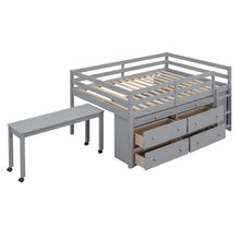 Load image into Gallery viewer, Loft Bed With Retractable Writing Desk And 4 Drawers, With Lateral Portable Desk And Shelves
