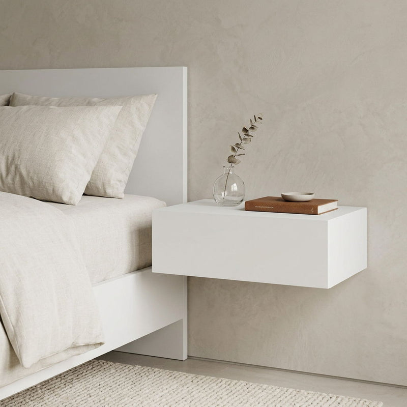 Wood One Drawer Floating Nightstand (734200) - White