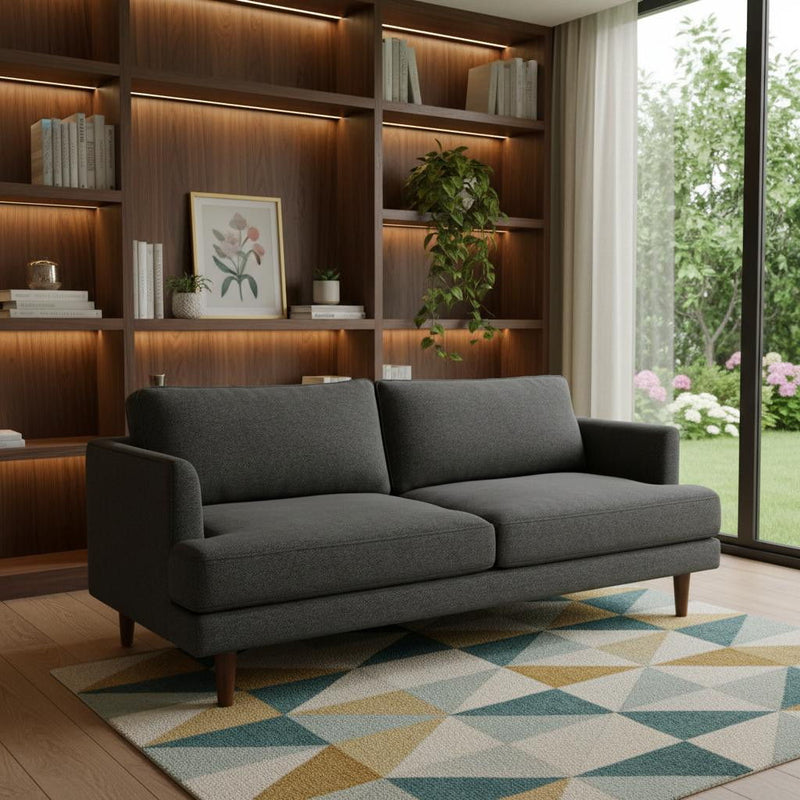 76" Fabric Sofa With Brown Legs - Gray