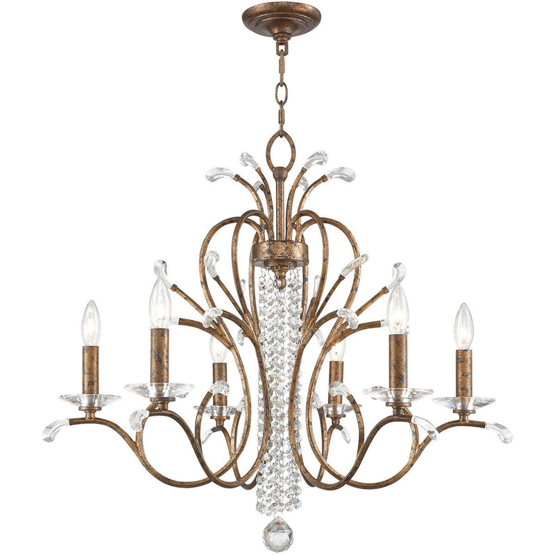 26'' Six-Light Dimmable Chandelier With Shades - Bronze