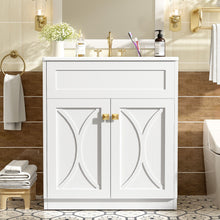 Load image into Gallery viewer, Bathroom Vanity With Sink, Freestanding Storage Cabinet With Handles, Soft Closing Doors
