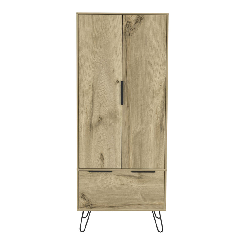 74" Wood Two Door Single Drawer Combo Dresser - Oak