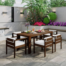 Load image into Gallery viewer, Rustic Patio Dining Set For 6 With Removable Cushions
