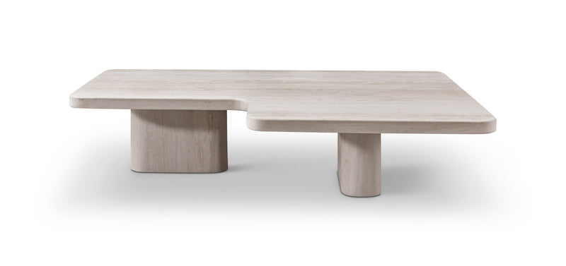 Genuine Marble Marble Free Form Double Pedestal Coffee Table (723494) - Beige