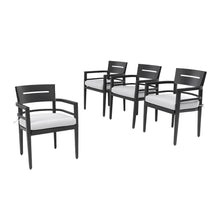 Load image into Gallery viewer, Outdoor Patio Dining Chairs With Outdoor Grade Sunbrella Fabric Cushions, Tapered Feet (Set of 4) - Ember Black
