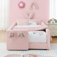 Load image into Gallery viewer, Cute Rabbit Ear Upholstered Platform Bed Frame With Safety Rail
