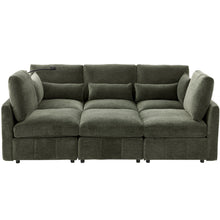Load image into Gallery viewer, Modern Modular U-Shaped Sofa Bed With Movable Ottoman, USB Ports, Phone Holder
